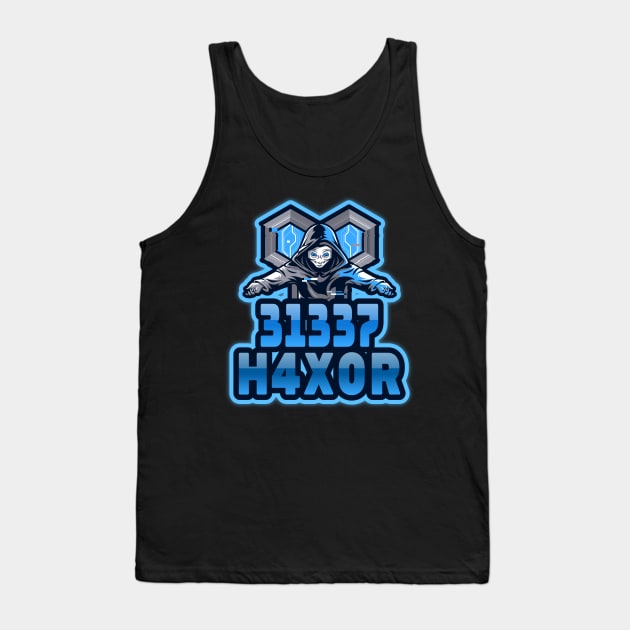 Cyber security - 31337 H4X0R Blue Tank Top by Cyber Club Tees